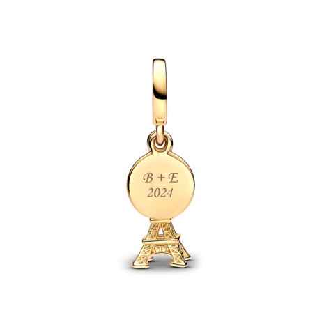 Charm femme pandora pendant double gravable diamant de synthèse tour eiffel de paris 763344c01 – charms