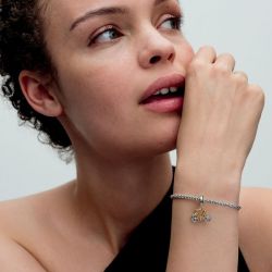 Charm femme pandora pendant moments vélo à roues tournoyantes bicolore 763354c01 - charms - edora - 1