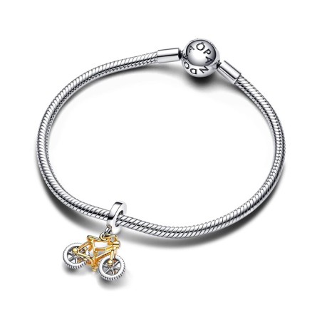 Charm femme pandora pendant moments vélo à roues tournoyantes bicolore 763354c01 – charms