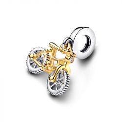 Charm femme pandora pendant moments vélo à roues tournoyantes bicolore 763354c01 - charms - edora - 4