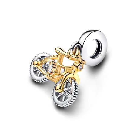 Charm femme pandora pendant moments vélo à roues tournoyantes bicolore 763354c01 – charms