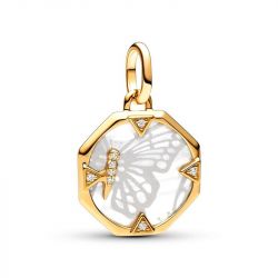 Charm femme pandora médaillon papillon nacré 763366c01 - charms - edora - 2
