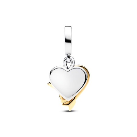 Charm femme pandora pendant double cœur &amp; flèche gravable 763622c01 – charms