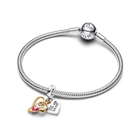 Charm femme pandora pendant double cœur &amp; flèche gravable 763622c01 – charms
