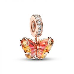 Charm femme pandora pendant papillon en verre de murano rose & jaune 782698c01 - charms - edora - 0