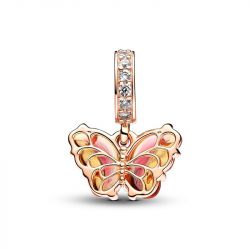 Charm femme pandora pendant papillon en verre de murano rose & jaune 782698c01 - charms - edora - 2