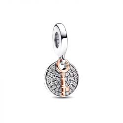 Charm femme pandora moments pendant double clé du bonheur bicolore 783236c01 - charms - edora - 0