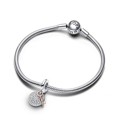 Charm femme pandora moments pendant double clé du bonheur bicolore 783236c01 – charms