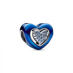 Charm femme pandora moments cœur rotatif bleu 792750c01 - charms - edora - 0