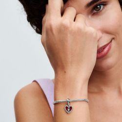 Double charm femme pandora moments pendant cœur rouge & serrure 793119c01 - charms - edora - 1