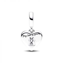 Double charm femme pandora moments pendant cœur rouge & serrure 793119c01 - charms - edora - 2