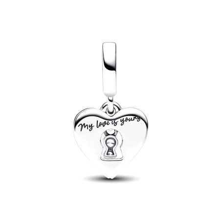 Double charm femme pandora moments pendant cœur rouge &amp; serrure 793119c01 – charms