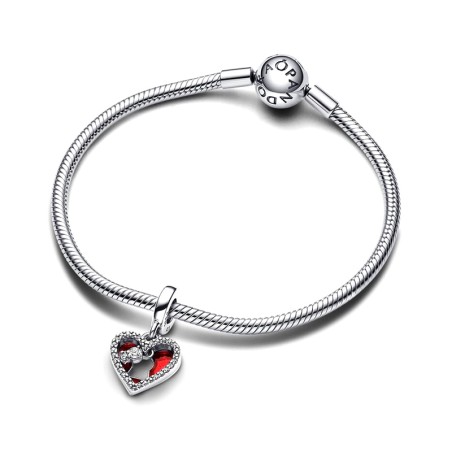 Double charm femme pandora moments pendant cœur rouge &amp; serrure 793119c01 – charms