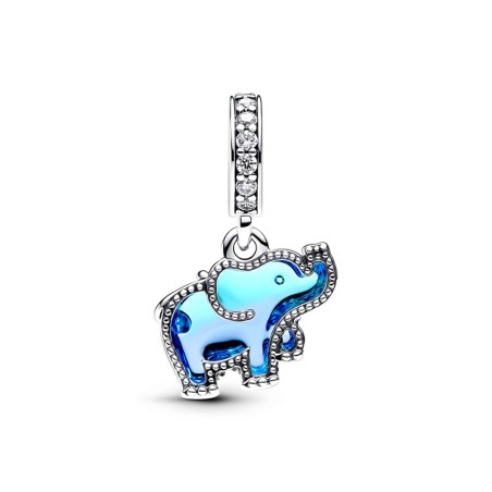 Charm femme pandora pendant moments éléphant en verre de murano bleu 793339c01 – charms
