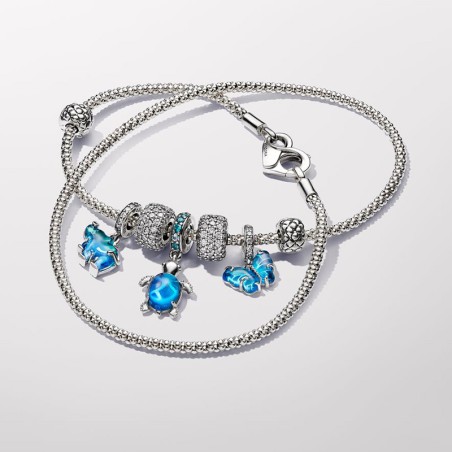 Charm femme pandora pendant moments éléphant en verre de murano bleu 793339c01 – charms