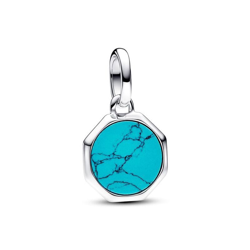 Mini charm femme pandora médaillon gravable turquoise 793388c01 - charms - edora