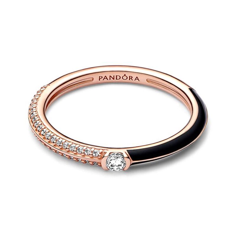 Bague femme pandora me double pavée & noire 182528c01 - bagues-femmes - edora