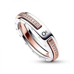 Bague femme pandora signature et pavé bimatière 182773c01 - bagues-femmes - edora - 1