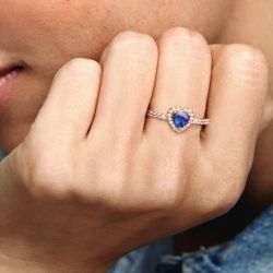 Bague femme pandora timeless cœur surélevé bleu scintillant 188421c01 - bagues-femmes - edora - 1
