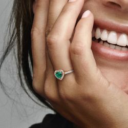 Bague femme pandora timeless cœur surélevé vert scintillant 188421c03 - fete-des-meres - edora - 1