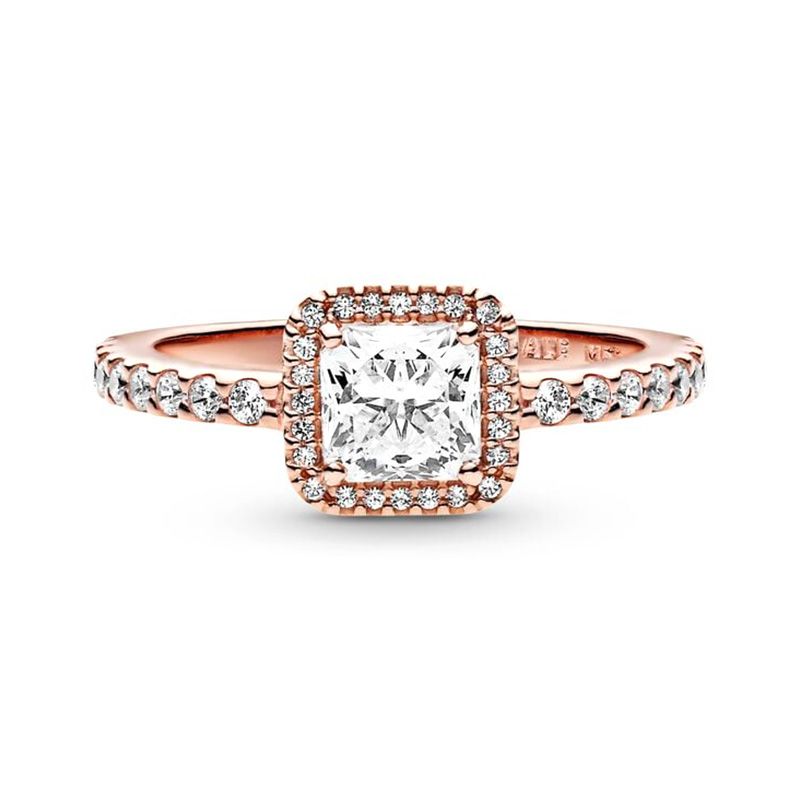 Bague femme pandora timeless halo scintillant carré 188862c01 - bagues-femmes - edora
