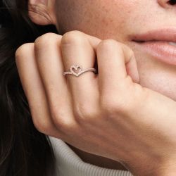 Bague femme pandora timeless cœur chevron scintillante 189302c01 - fete-des-meres - edora - 1