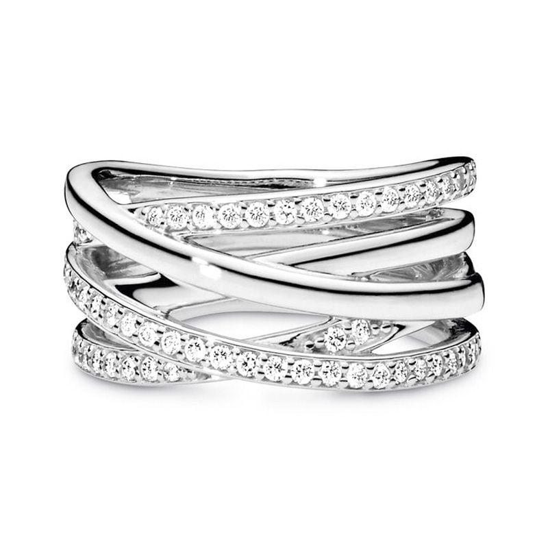 Bague femme pandora timeless scintillante & lignes polies 190919cz - bagues-femmes - edora