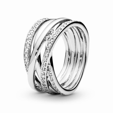 Bague femme pandora timeless scintillante &amp; lignes polies 190919cz – bagues femme