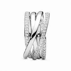 Bague femme pandora timeless scintillante & lignes polies 190919cz - bagues-femmes - edora - 4