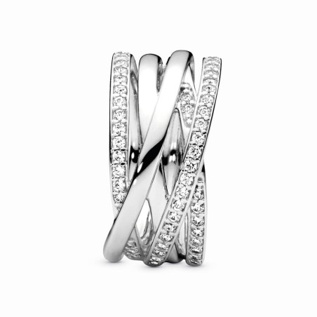 Bague femme pandora timeless scintillante &amp; lignes polies 190919cz – bagues femme