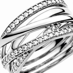 Bague femme pandora timeless scintillante & lignes polies 190919cz - bagues-femmes - edora - 5