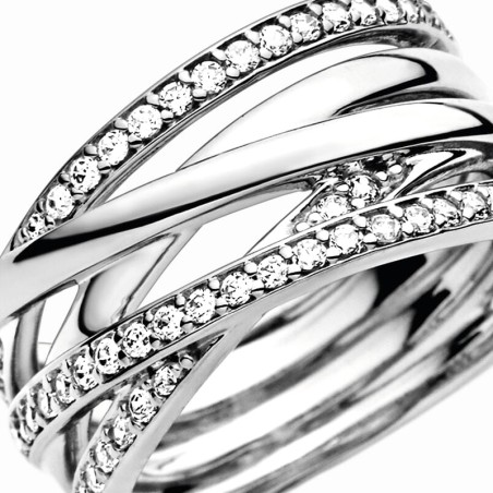 Bague femme pandora timeless scintillante &amp; lignes polies 190919cz – bagues femme