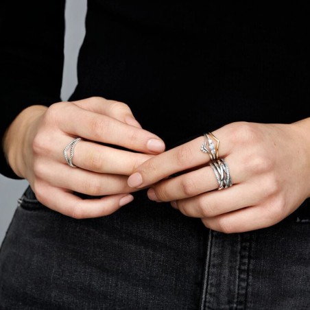 Bague femme pandora timeless scintillante &amp; lignes polies 190919cz – bagues femme