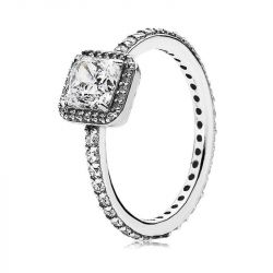 Bague femme pandora timeless halo scintillant carré 190947cz - bagues-argent-925-1000 - edora - 1