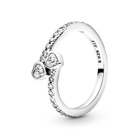 Bague femme pandora moments deux cœurs scintillants 191023cz – bagues femme