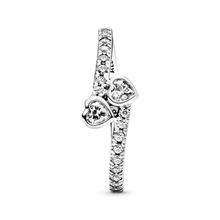 Bague femme pandora moments deux cœurs scintillants 191023cz – bagues femme