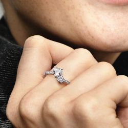 Bague femme pandora timeless scintillante cœur double 191198c01 - bagues-femmes - edora - 1