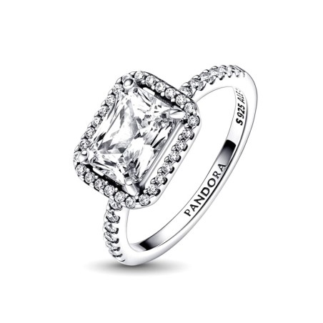 Bague femme pandora timeless halo scintillant rectangulaire 192391c01 – bagues femme