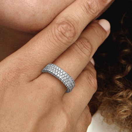 Bague femme pandora timeless triple rang pavée 192634c01 – bagues femme