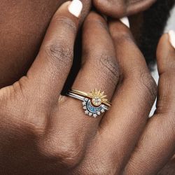 Bague femme pandora moments céleste lune scintillante bleue 192675c01 - bagues-femmes - edora - 1