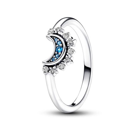 Bague femme pandora moments céleste lune scintillante bleue 192675c01 – bagues femme