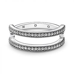 Bague femme pandora signature double et pavé 192779c01 - bagues-femmes - edora - 0