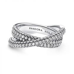 Bague femme pandora timeless anneau double pavé croisé 193022c01 - bagues-femmes - edora - 0