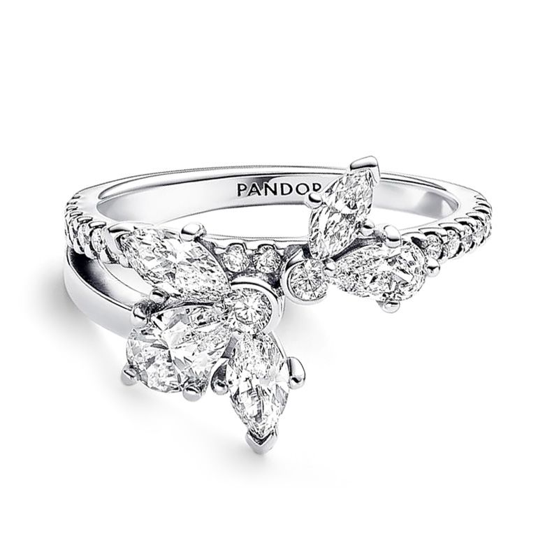 Bague femme pandora herbier asymétrique scintillant 193023c01 - bagues-femmes - edora