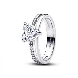 Bague femme pandora timeless cœur anneau double 193100c01 - bagues-femmes - edora - 2