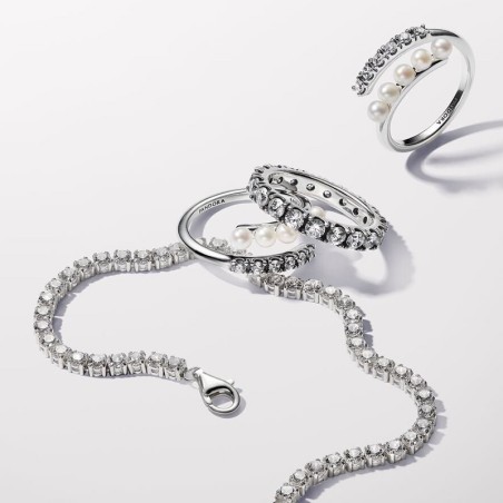 Bague femme pandora timeless ouverte perles de culture d’eau douce traitées &amp; pavé 193145c01 – bagues femme