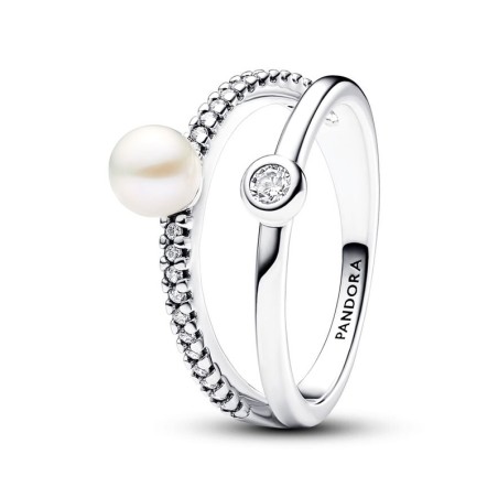 Bague femme pandora timeless double perle de culture d'eau douce traitée &amp; pavé 193147c01 – bagues femme