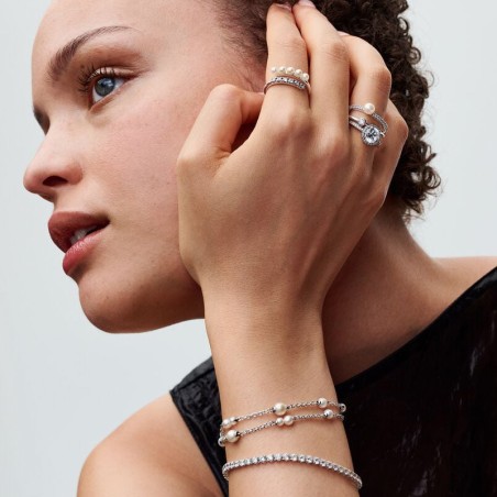Bague femme pandora timeless double perle de culture d'eau douce traitée &amp; pavé 193147c01 – bagues femme