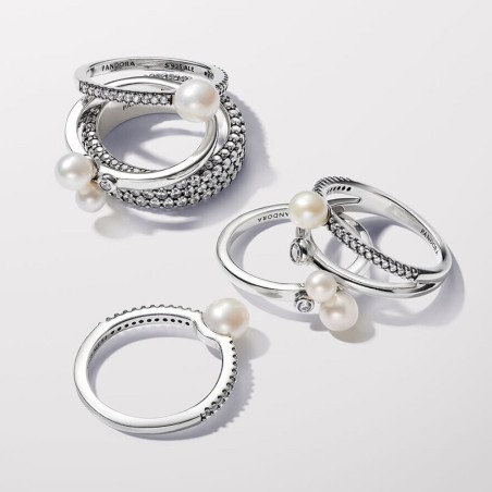 Bague femme pandora timeless perle de culture d'eau douce traitée &amp; pavé 193158c01 – bagues femme