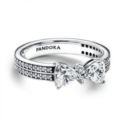 Bague femme pandora timeless double rang nœud scintillant 193552c01 - bagues-femmes - edora - 0